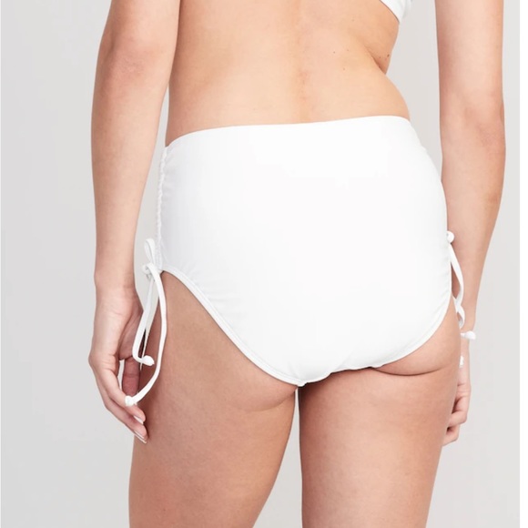 🆕 Old Navy Women’s High-Waisted Tie-Cinched Bikini Swim Bottoms White M 8-10 - Picture 2 of 13